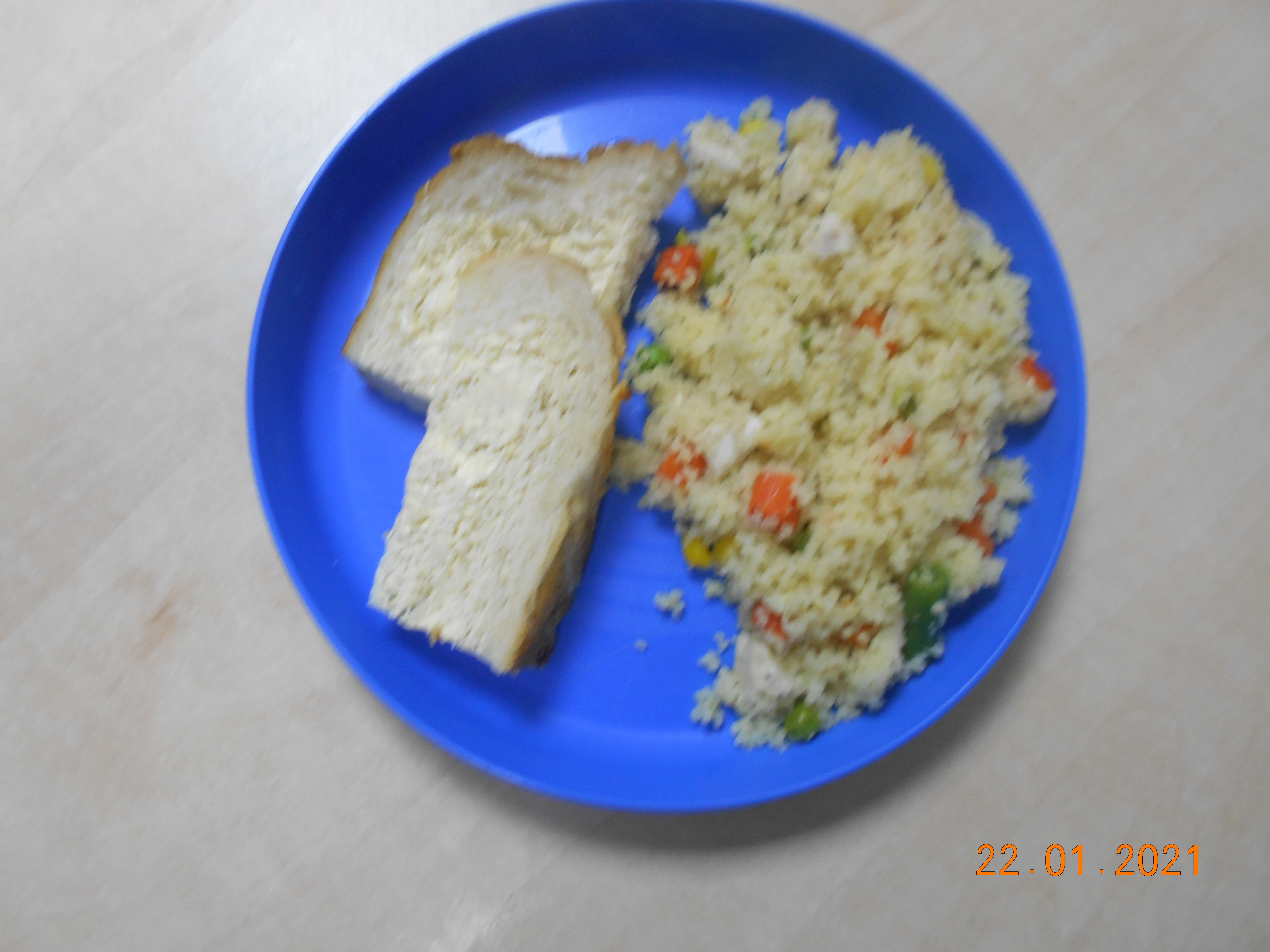 Vegetable cous cous and crusty bread